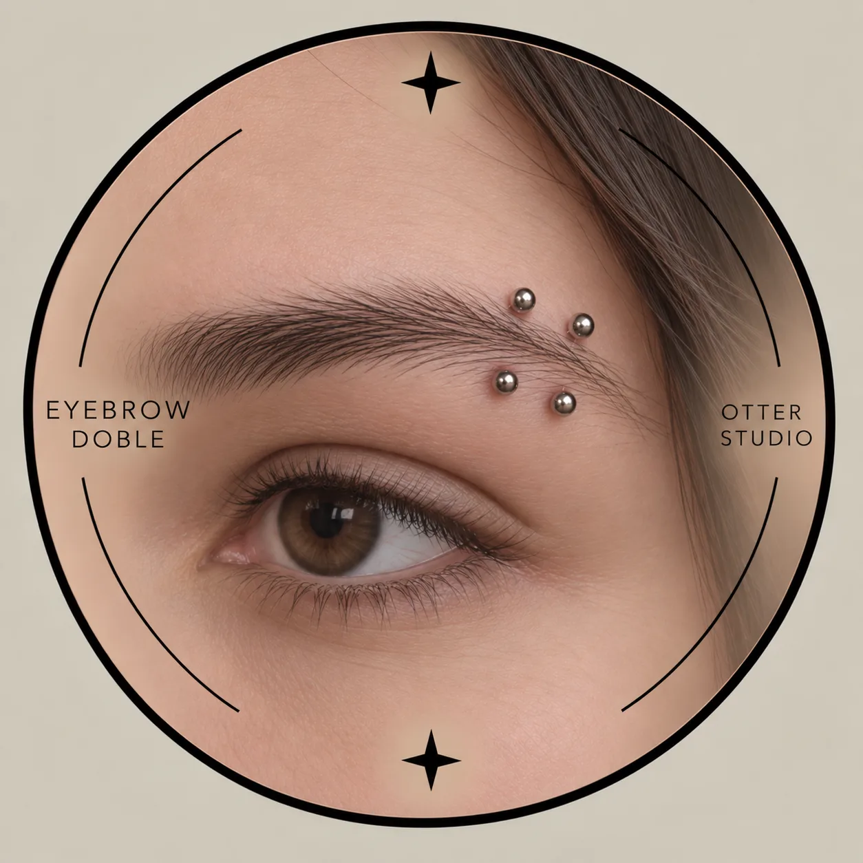 Referencia de Eyebrow doble con joyería BÁSICA de acero quirúrgico o titanio