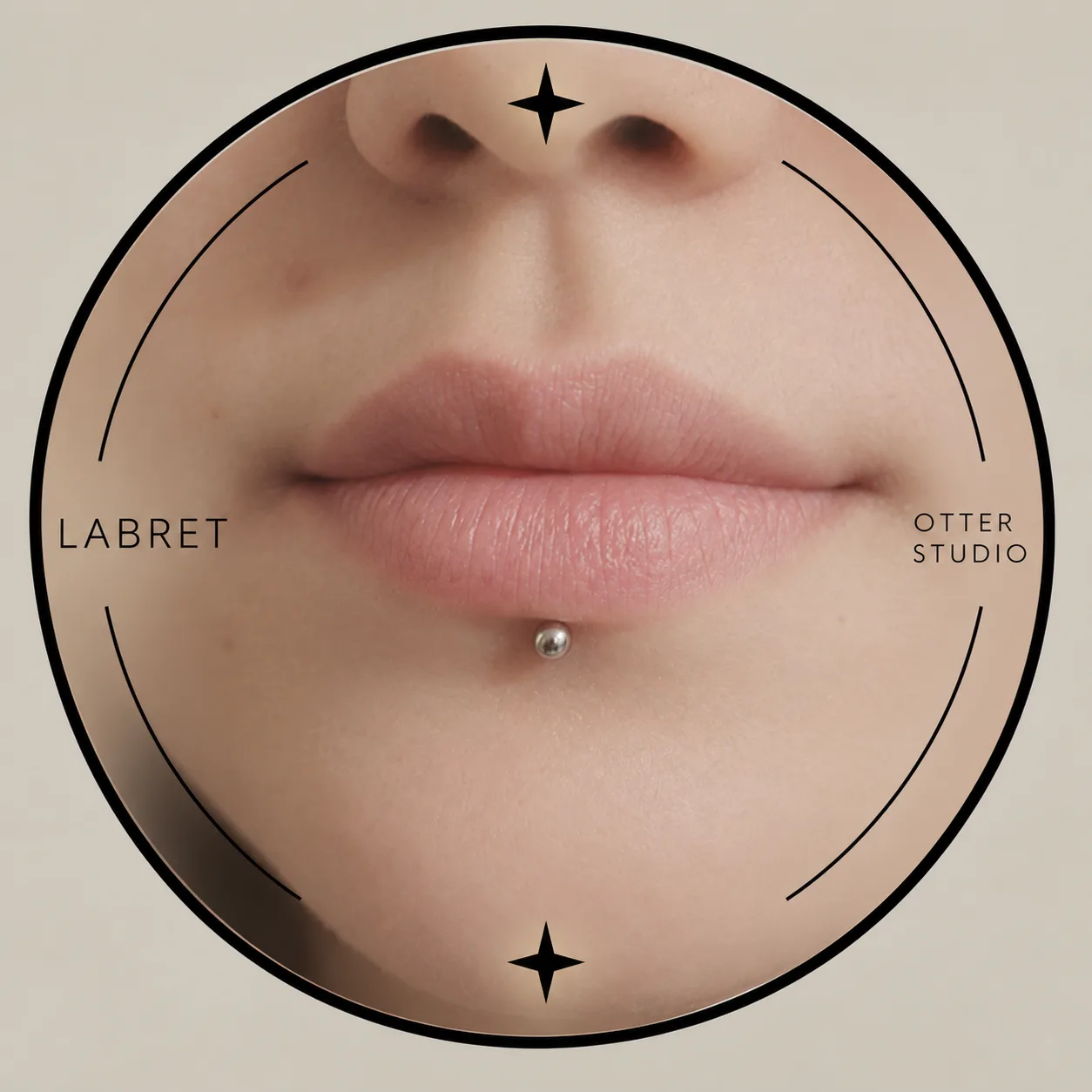 Referencia de Labret con joyería BÁSICA de acero quirúrgico o titanio