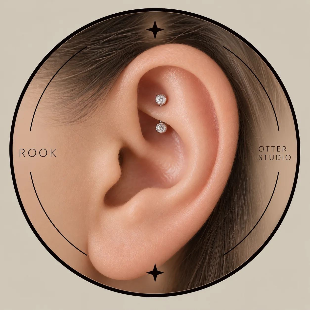 Referencia de Rook con joyería BÁSICA de acero quirúrgico o titanio