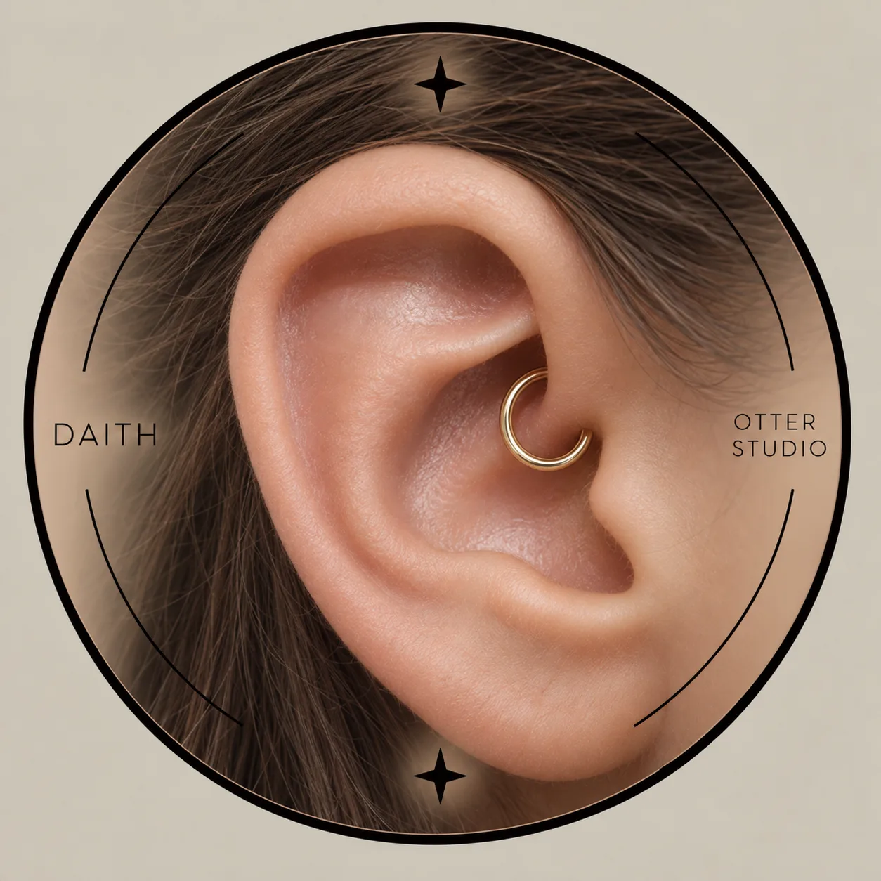Referencia de Daith con joyería BÁSICA de acero quirúrgico o titanio