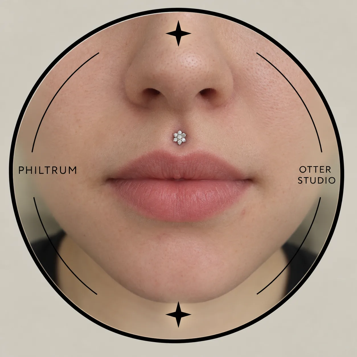 Referencia de Philtrum/medusa con joyería BÁSICA de acero quirúrgico o titanio